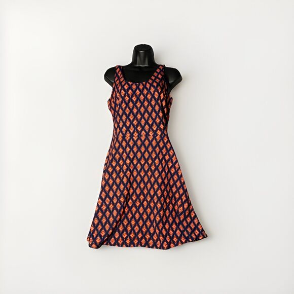Maurice’s Tank Dress Mini Sleeveless Medium Back Cut Out Orange Blue 4%‎ Spandex - Picture 2 of 5